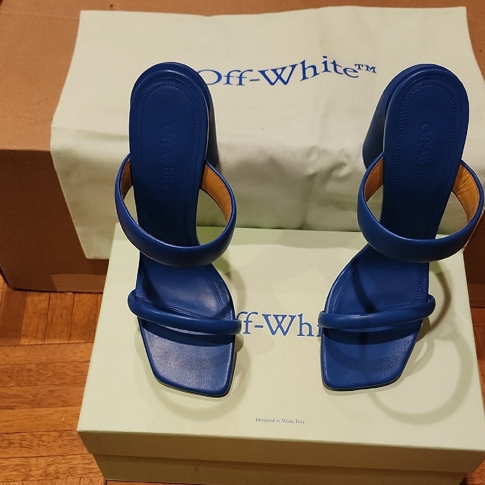 Off-White Royal Blue Heeled Sandals